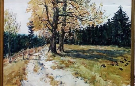 Aquarell von Christian Burkhardt, Waldweg