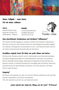 Neue Anzeige im Magazin "Treffpunkte Frühjahr 2025", Kladower Forum e.V.