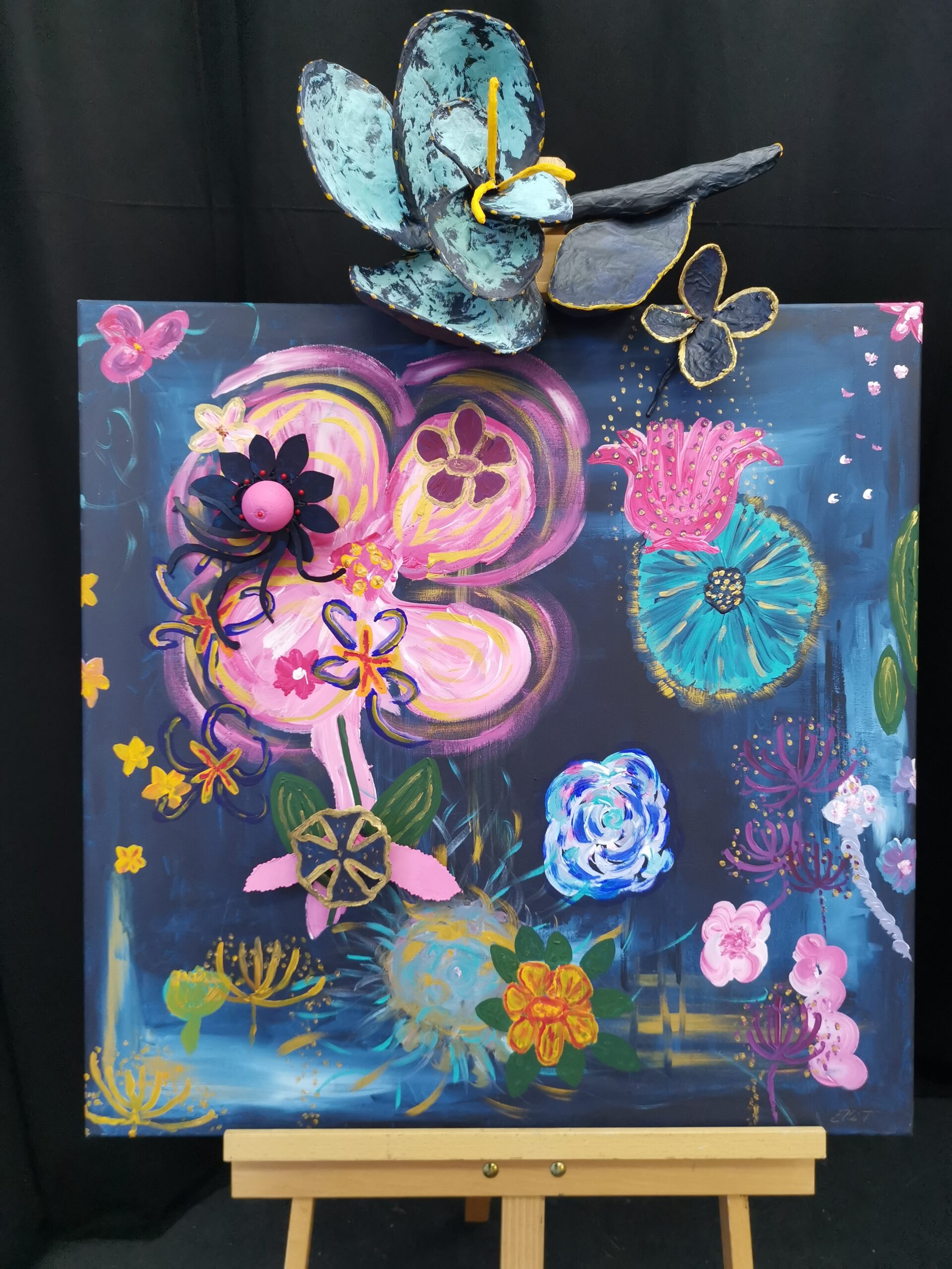 Elke Thiel Spaceflowers, Mischtechnik Collage 2025