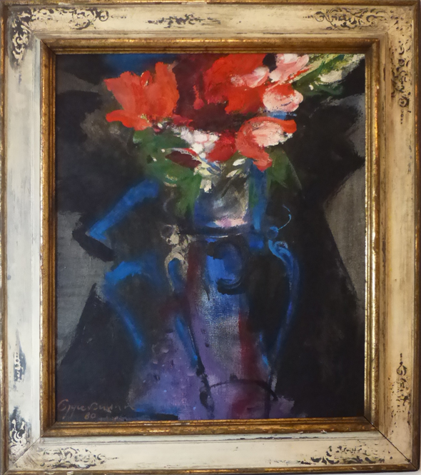 Karl Oppermann Blumen Stillleben 1980 mit Renaissance-Rahmen