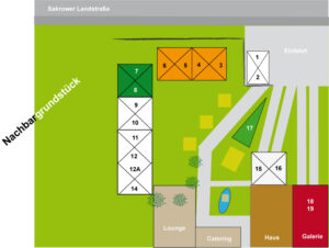 Der Lageplan des 3. Kunstmarkt im Garten